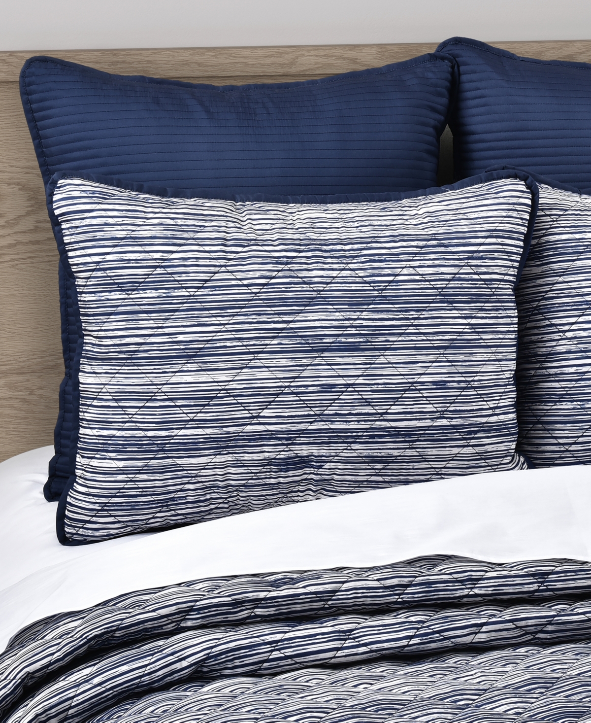 Royal Court Dalton Sleek Stripe 3-pc. Quilt Set, Full/queen In Blue