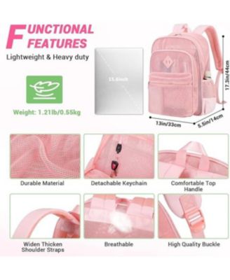 Mesh Backpack Heavy Duty, See Through School Backpack Transparent Bookbag for Swimming, Beach, Sports, Work, Travel
