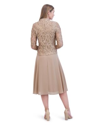 Petite Lace Jacket & Chiffon Midi Dress Set 