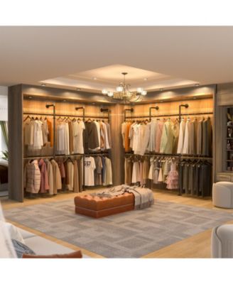 3.5-13.5 FT Reversible Wall Mounted Industrial Metal Pipe Clothing Rack for Hanging Clothes