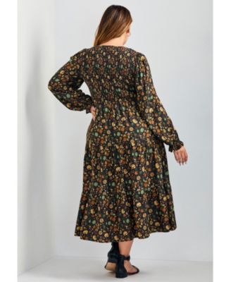 Women's Plus Size Indi Puff Sleeve Shirred Dress