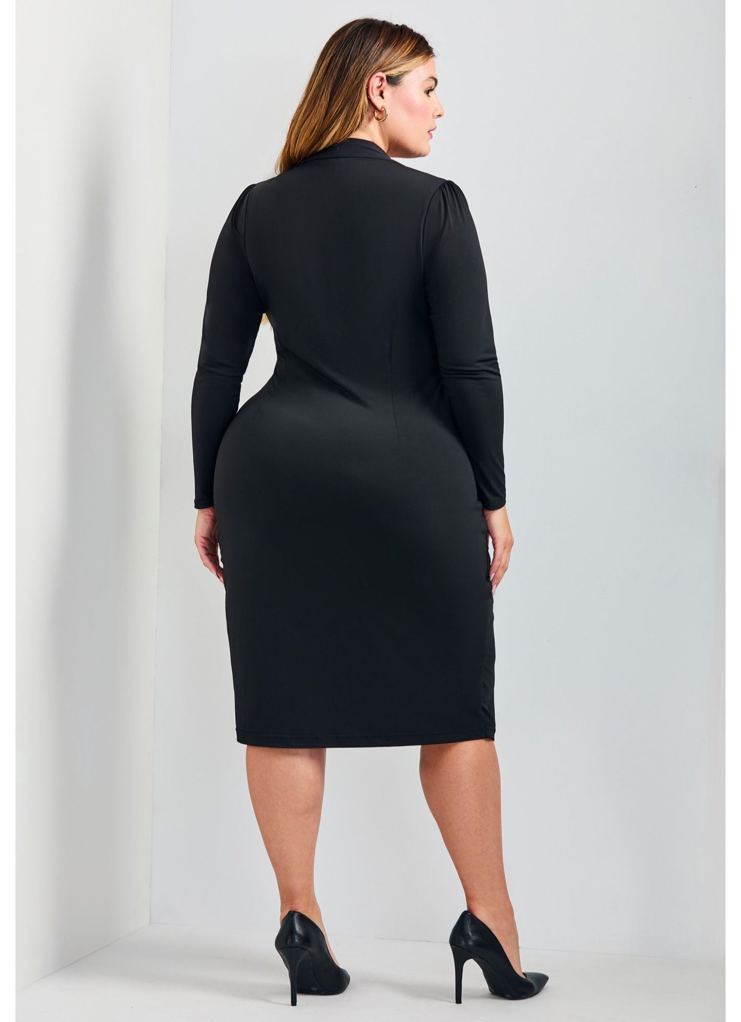 Женское платье Avenue Plus Size Darlene Jersey Wrap, цвет: Чёрный — фото 2