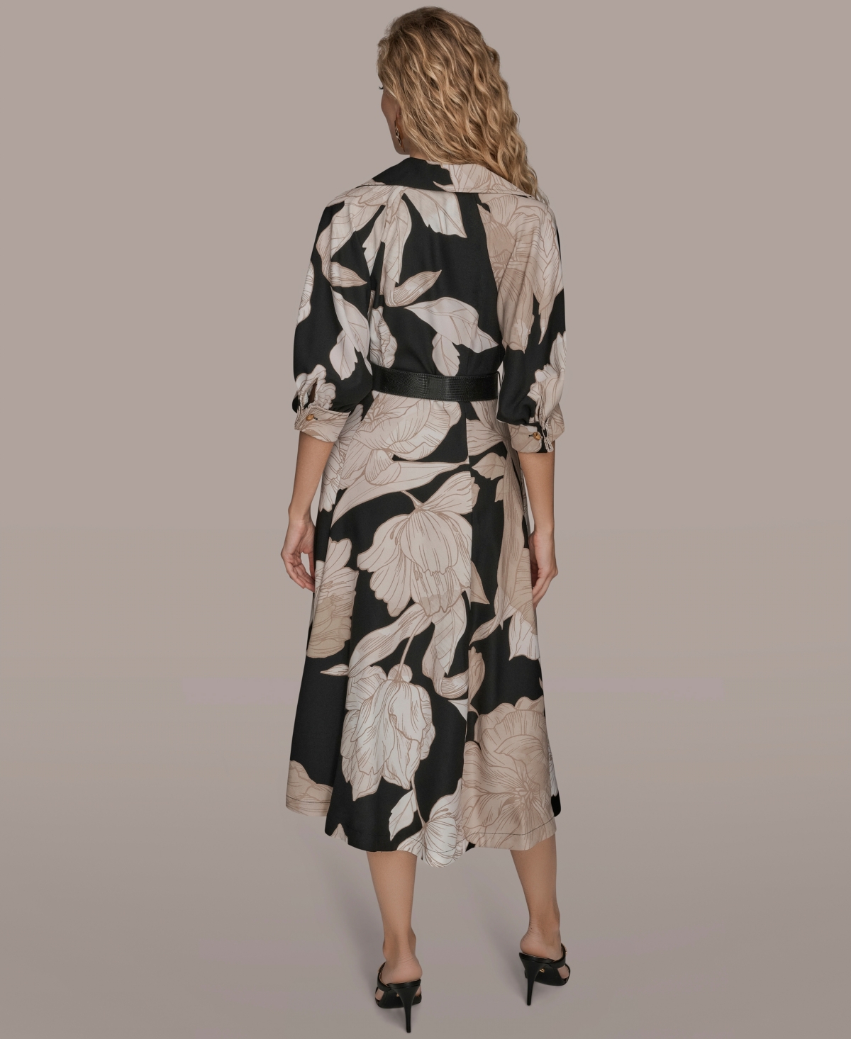 Donna Karan New York Floral Belted Shirtdress In Multi