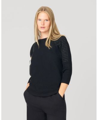 Women's Ribbed Dolman Sweater with Hotfix Detail