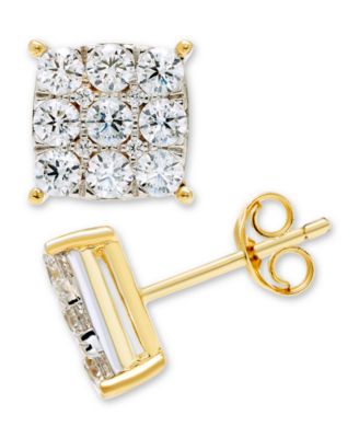 Diamond Cluster Earrings (1 ct. t.w.) in 14k Two-Tone Gold