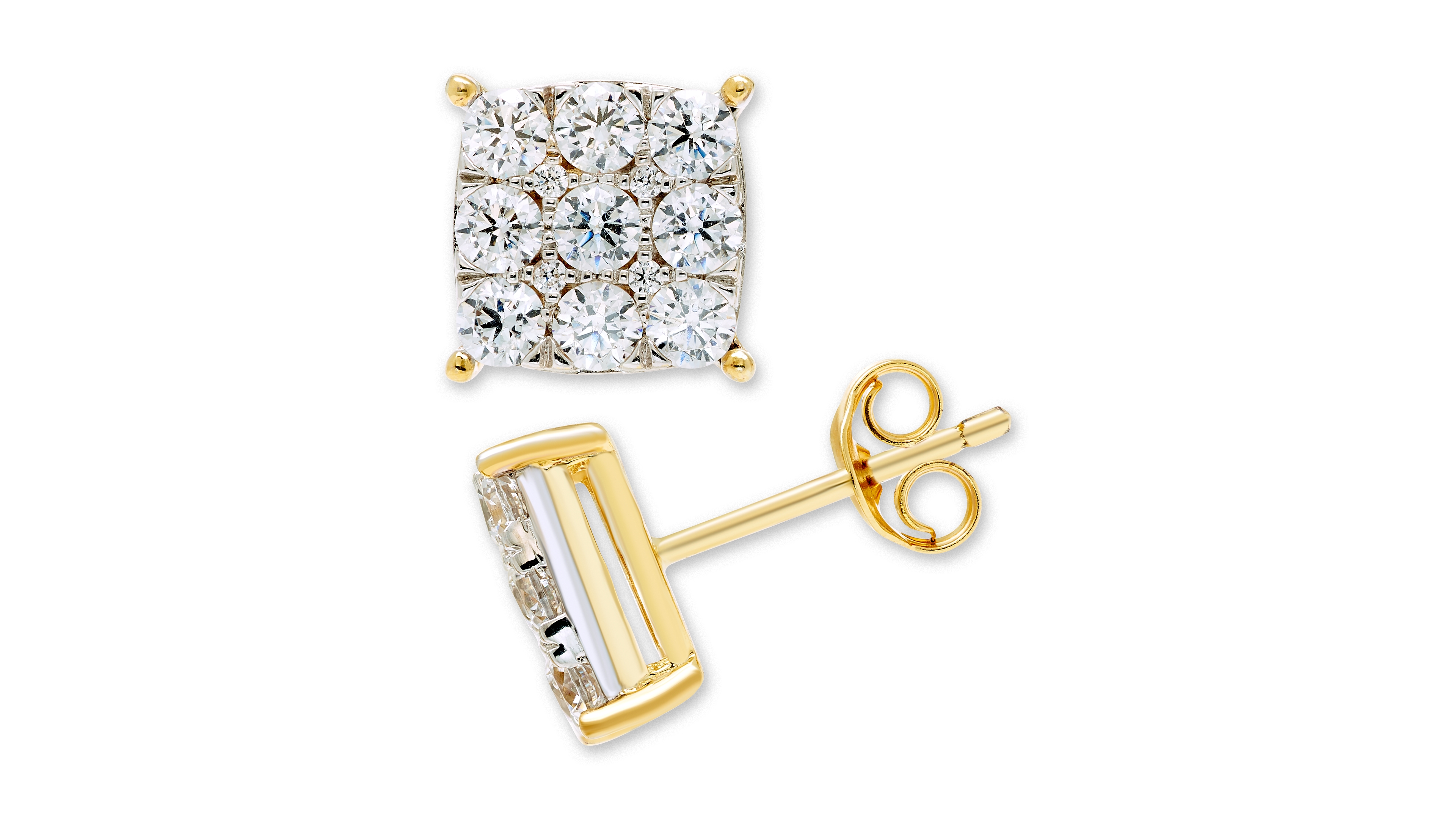 Macy's Diamond Cluster Earrings (1 ct. t.w.) in 14k Two-Tone Gold