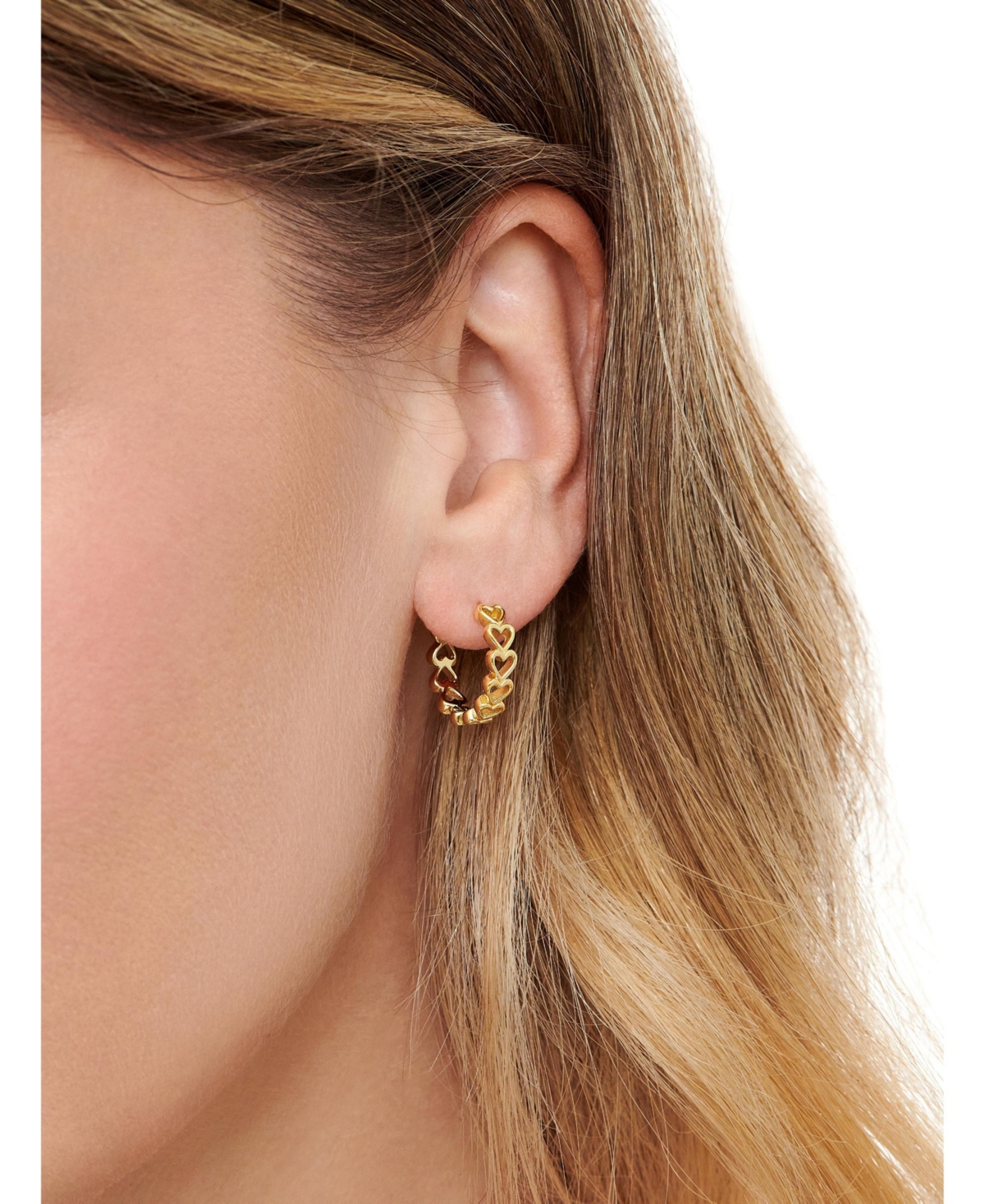 Devata Open Heart Hoop Earrings in Gold Plated Sterling Silver