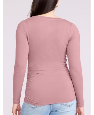 Maternity Motherhood V-Neck Side-Ruched Long Sleeve Tee