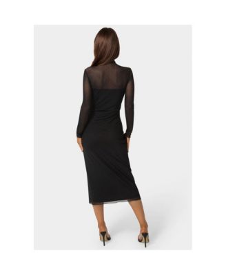 Women's Rhinestone Mesh Long Sleeve Maxi Dress