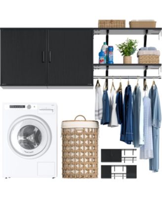 Laundry Room Organizer Cabinet with Hanging Rods