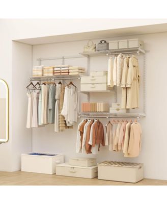 4-8 FT Wall-Mounted Closet Organizers and Storage System with Hanging Rod
