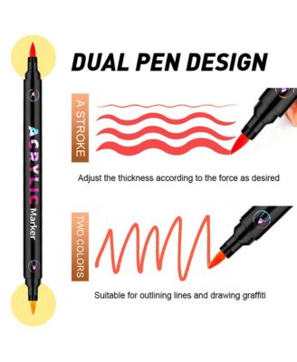 48 Colors Kids Double End Markers, Adult Art Sketching Drawing Markers for Paper, Glass, Wood, Canvas, Ceramic and Rock