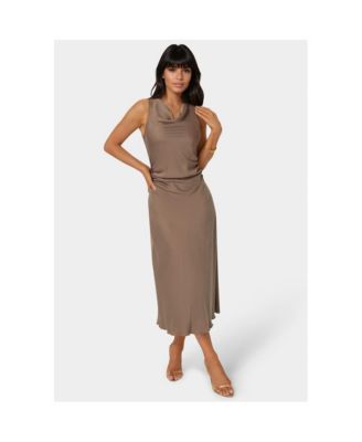 Women's Crepe Satin Cowl Maxi Dress