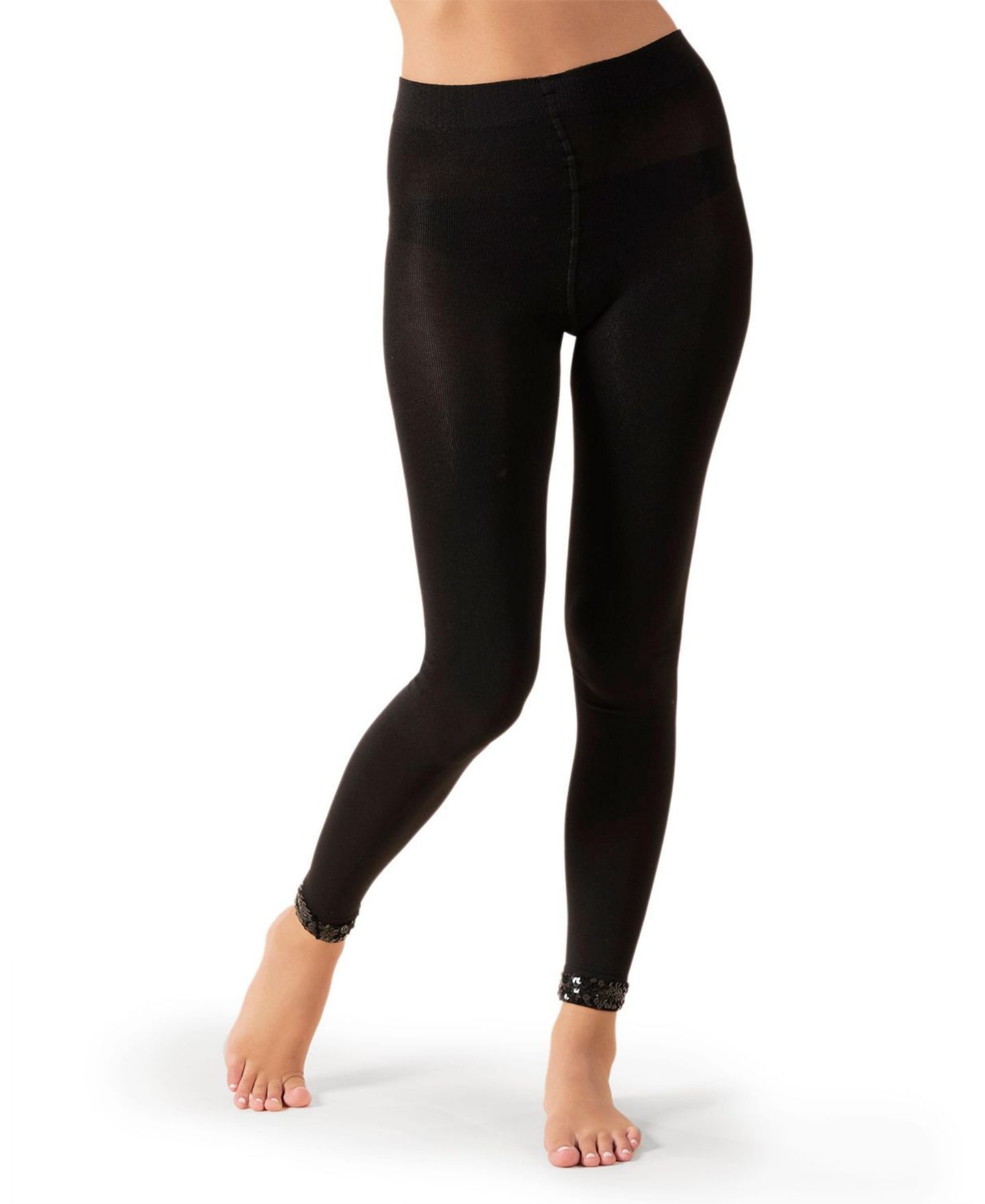 Женские колготки MeMoi Opaque Sequin-Trimmed Footless Tights, цвет: Чёрный — фото 3