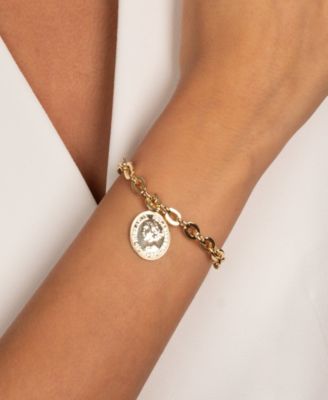 Vintage Gold Plated Coin Box Link Chain Bracelet