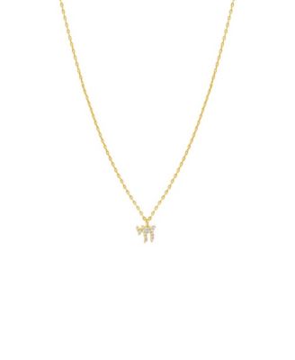 Mini Pave Gold Plated Chain Pendant Necklace