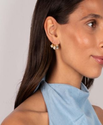 Cubic Zirconia Gold Plated Gold Plated Bezel Emerald Baguette Huggie Earrings