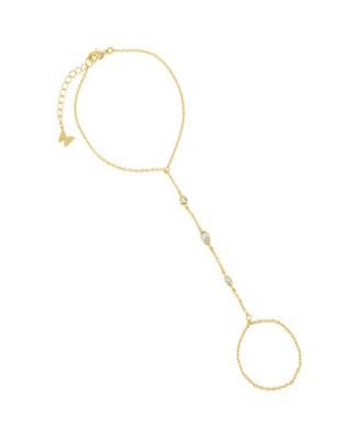 by Adina Eden Cubic Zirconia Gold Plated Bezel Multi Shape Hand Chain ...