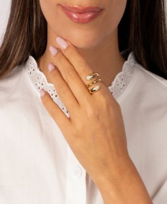 Pave Gold Plated Claw Looped Wrap Ring