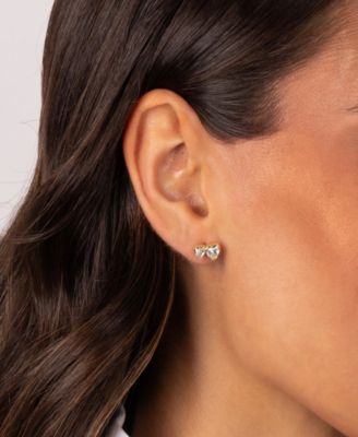 Multi Cubic Zirconia Gold Plated Heart Stud Earrings