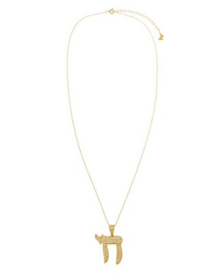 Pave Large Gold Plated Chain Pendant Necklace