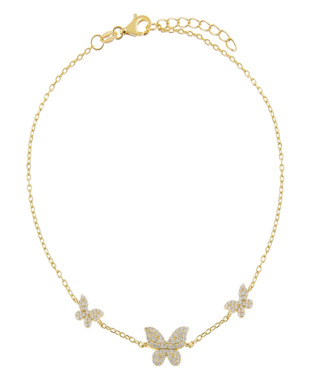 by Adina Eden Pave Triple Gold Plated Butterfly Anklet