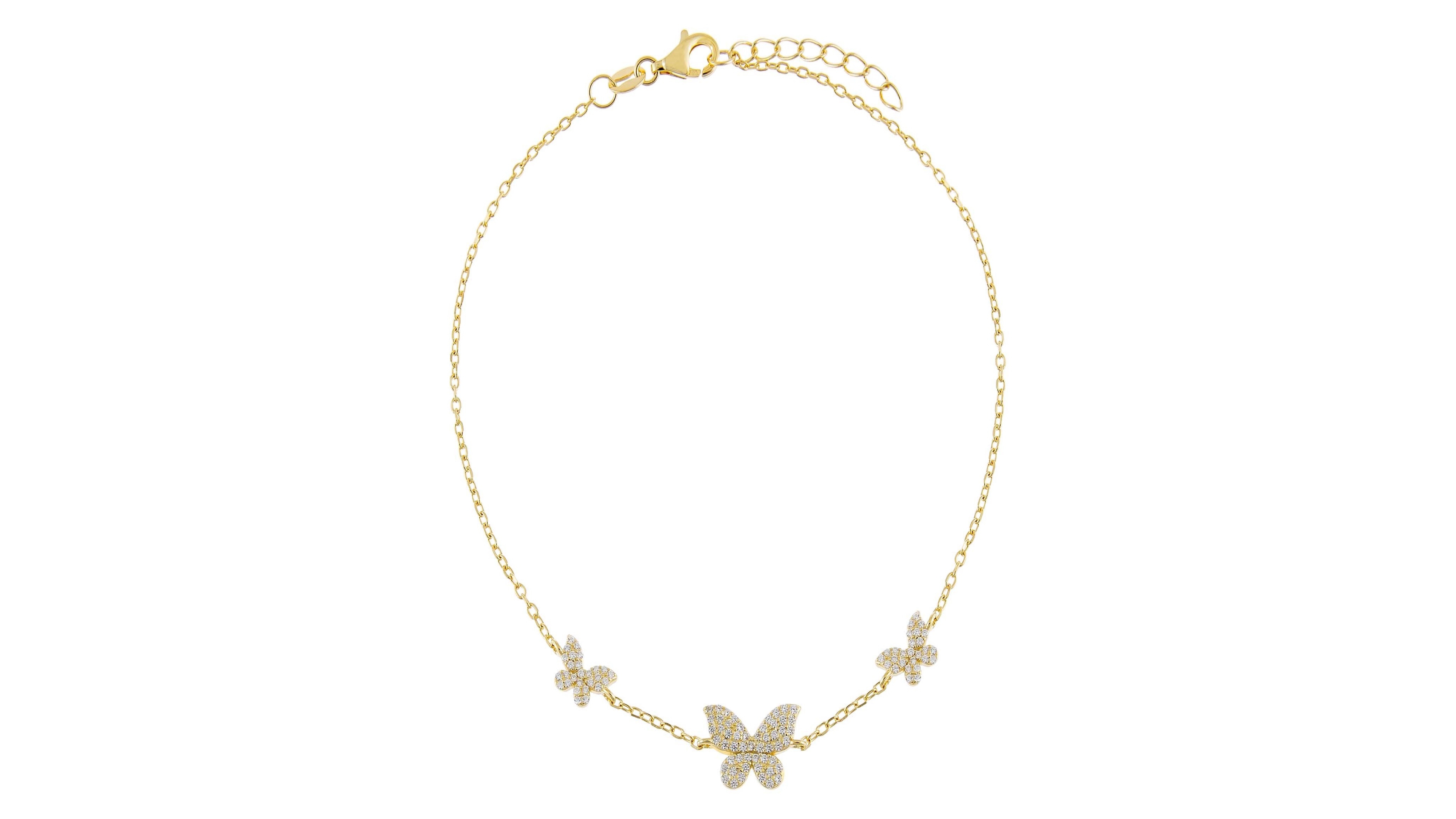 by Adina Eden Pave Triple Gold Plated Butterfly Anklet