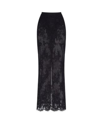 Women's Sensual Semi-Sheer Floral Lace Maxi Skirt