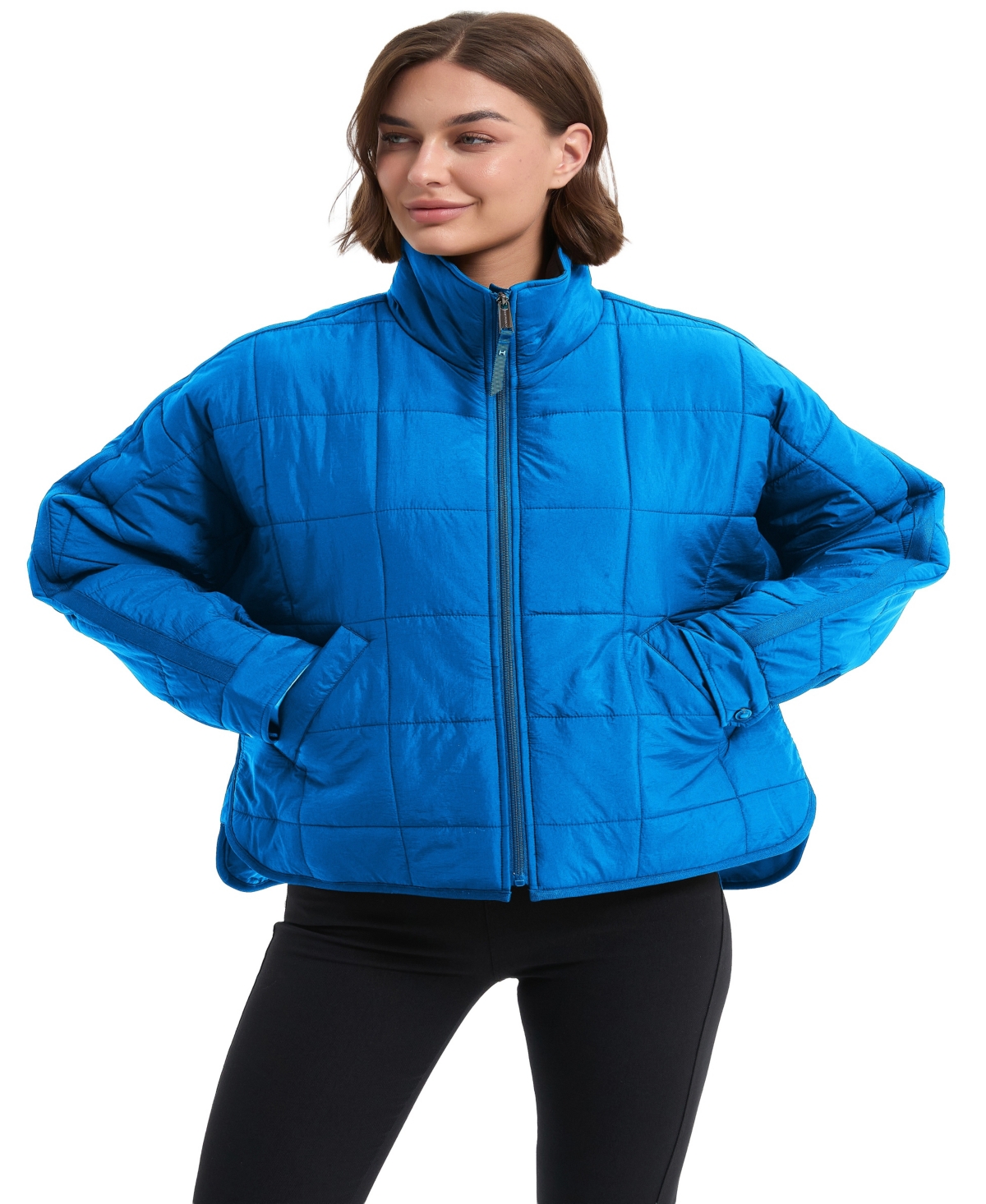 Hawke & Co. Women's Crinkle Oversized Quilted Jacket In Blue