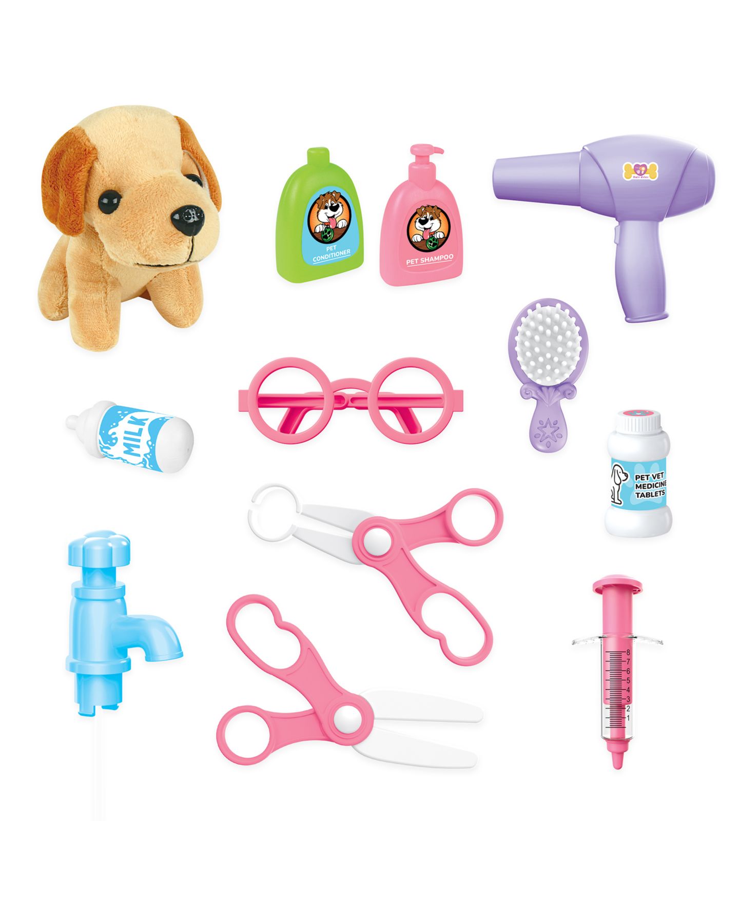 Детский игровой набор World Tech Toys Happy Paws Working Faucet 22-Piece Pet Grooming Playset, Ages 3+ — фото 4