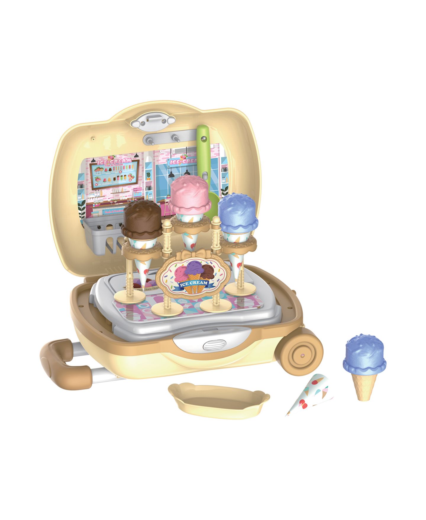Детский игровой набор World Tech Toys Ice Cream Parlor Portable 27-Piece Roller Luggage Playset, Ages 3+ — фото 2