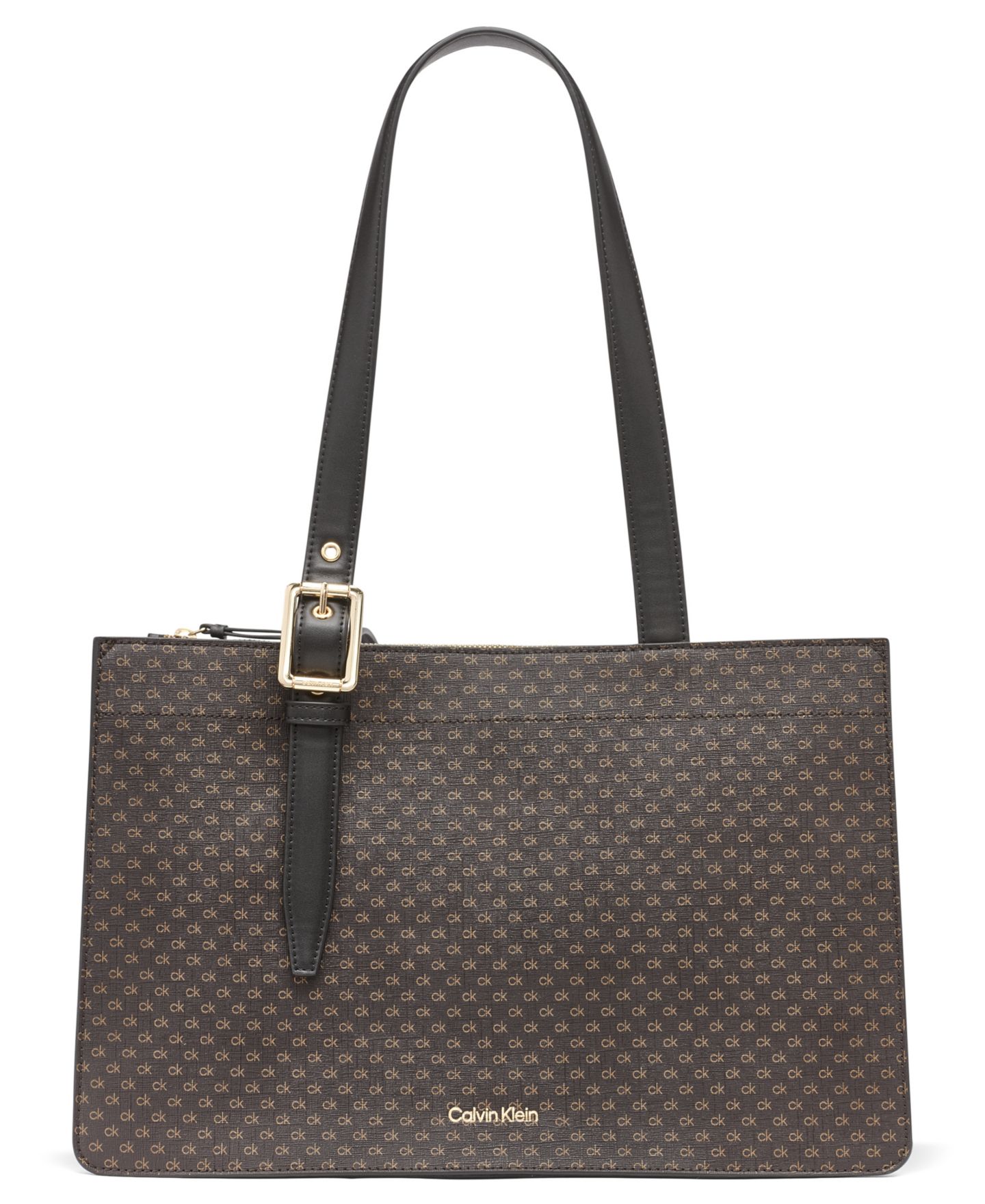 Женская сумка Calvin Klein Havana Mini Signature Tote, цвет: Коричневый хаки / Чёрный — фото 1