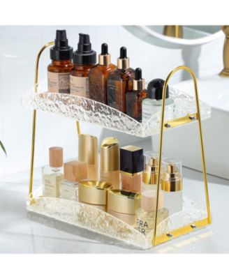 2-Tier Bathroom Counter Organizer, Acrylic Makeup Organizer for Vanity, Bathroom Perfume Organizer Tray, Clear Skincare Organizer Countertop