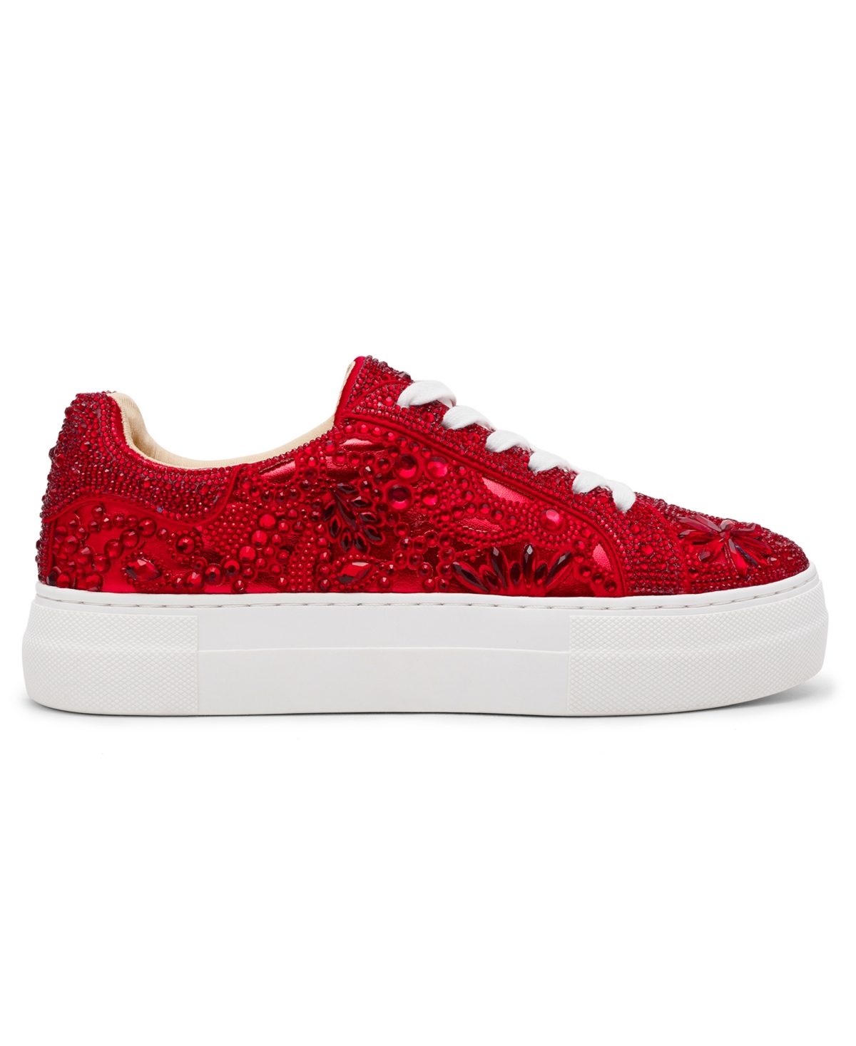 Betsey Johnson Women's Reily Rhinestone Platform Sneakers In Red