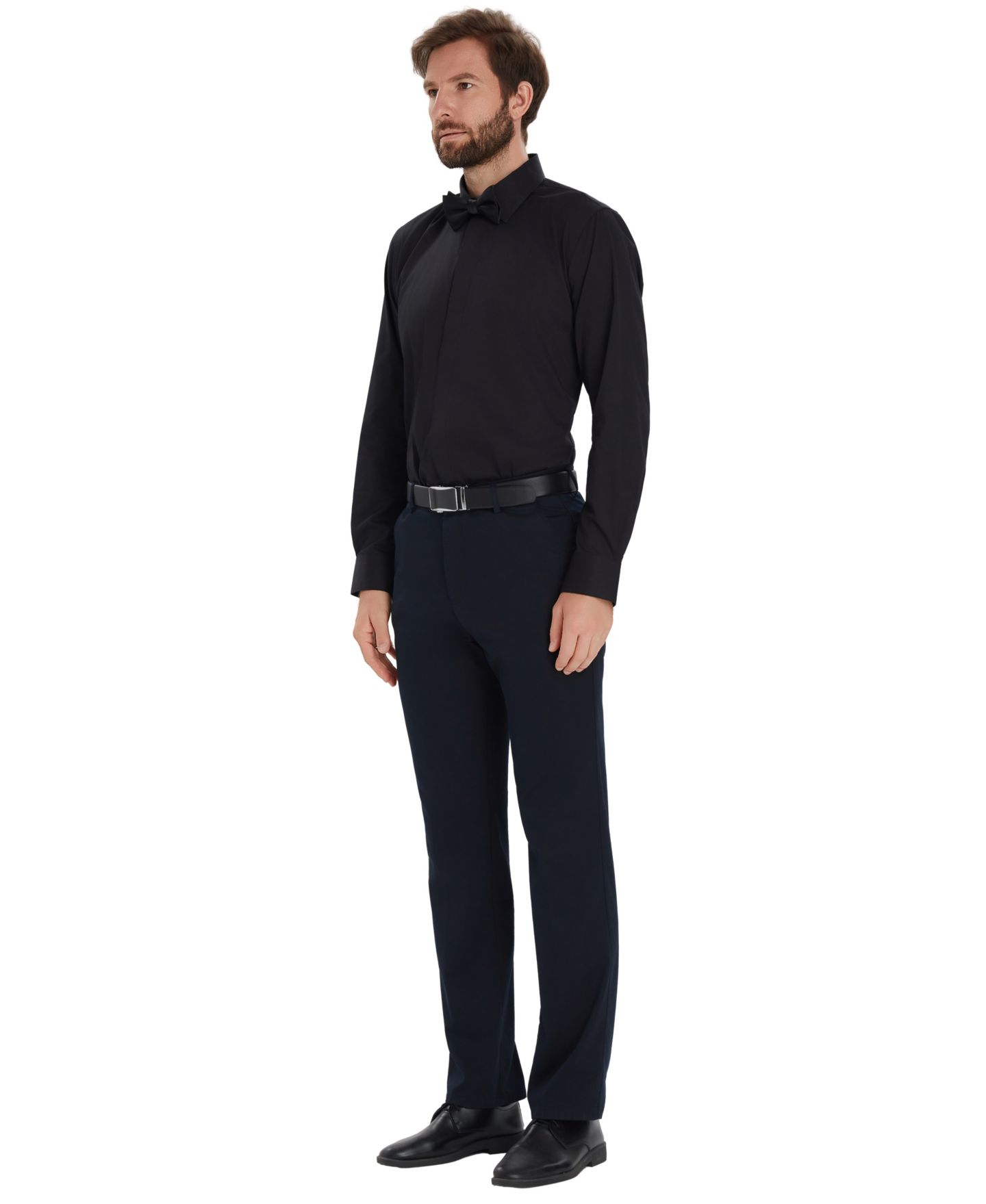 Мужская рубашка Alfani Slim-Fit Formal Solid Dress Shirt, цвет: Чёрный — фото 5