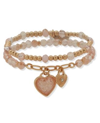 lonna & lilly - Multi-Stone Beaded Heart Stretch Bracelet