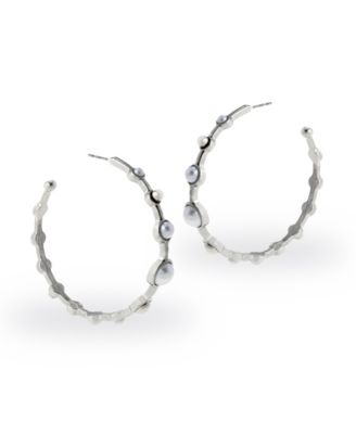 Faux Cultured Pearl Hoop Earrings