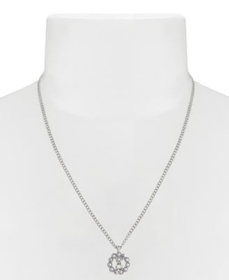 Faux Cultured Pearl Signature Circle Pendant Necklace