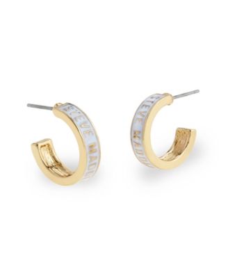 White Signature Logo Huggie Earrings