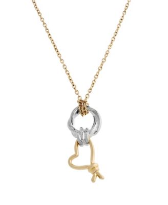 Two Tone Heart Knot Pendant Necklace
