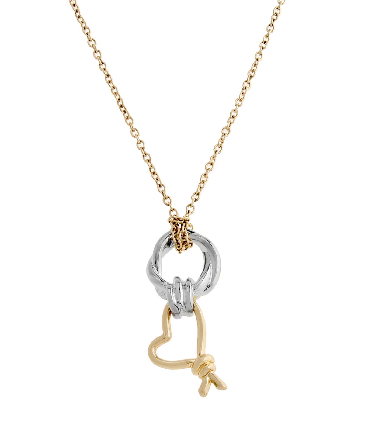 Steve Madden Two Tone Heart Knot Pendant Necklace