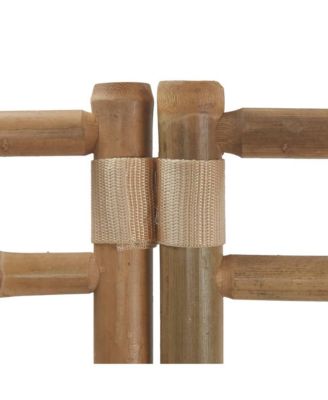 Folding 4-Panel Room Divider with Bamboo Frame and Canvas Panels, 63" Wide Privacy Screen