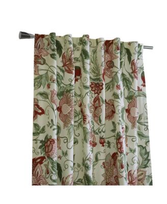 Jacobean Garden Jacobean Print Design Light Filtering Dual Header Curtain Panel for Livingroom 52" x 63" Red