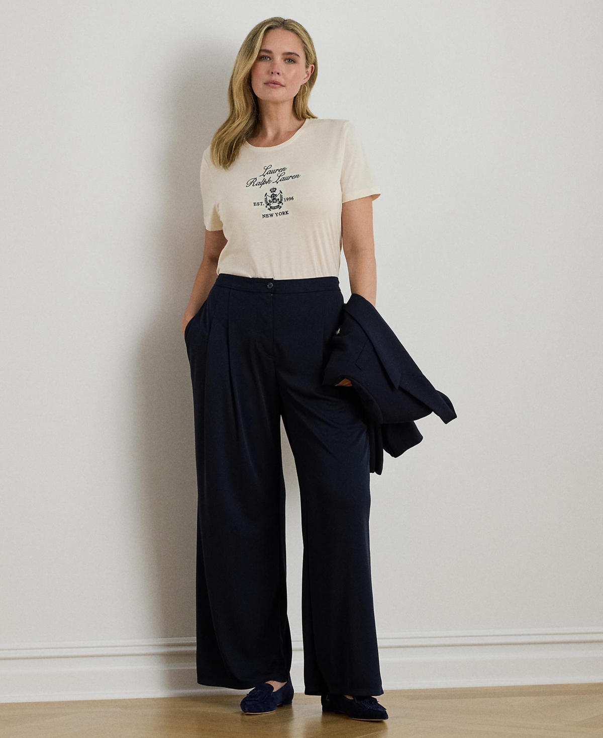 Ralph Lauren Plus Size Embroidered Crest Crewneck T-shirt In White