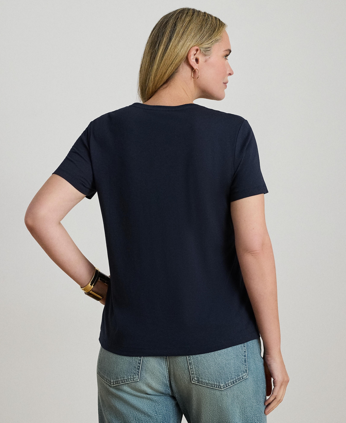 Ralph Lauren Plus Size Embroidered Crest Crewneck T-shirt In Blue