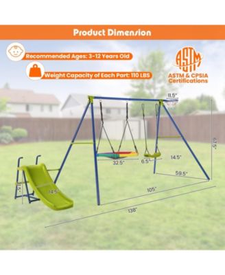 4-in-1 Heavy-Duty Metal Playset with Slide and Basketball Hoop