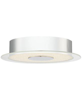 Modern Ceiling Light Flush Mount Fixture 11" Wide Chrome LED Round Crystal Sand Clear Acrylic Ring for Bedroom Kitchen Living Room