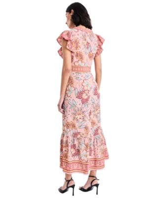 Women's V-Neck Flutter Sleeve Dress