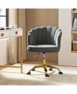 Woman Modern Cute Shell Back Upholstered Desk Chair for Vanity, Living Room