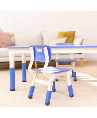 23in x 47in Rectangle Dry-Erase Activity Table and 2 Adjustable Height Plastic Chairs - Grey